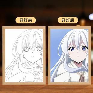 高颜值魔女之旅周边灯光画三维立体发光高级相框装 新款 饰桌面摆台