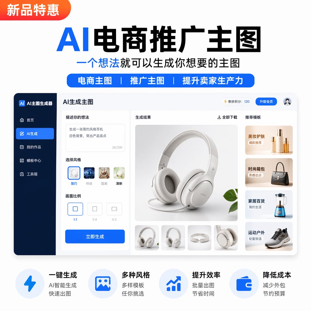ai一键生成主图详情电商作图工具软件批量生成提示词自动工作流稳