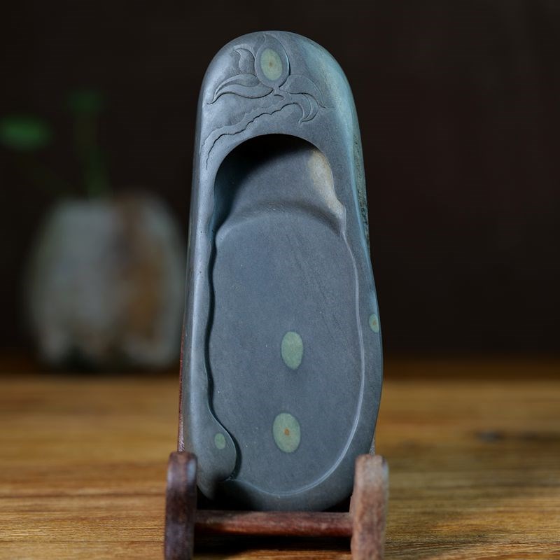 精品砚台端砚梅花坑 天然石眼 手工简雕 学生砚 壶承 文房四宝 配