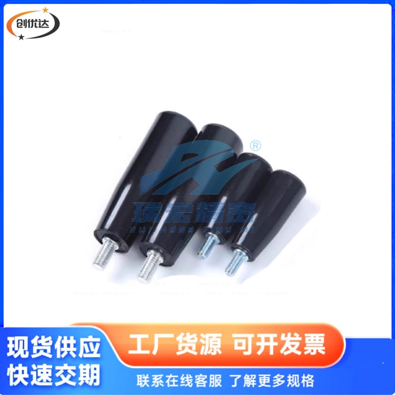 HAB51-M5 M6 M8 M10 M12外螺纹安装带端盖直杆转动型黑色胶木手柄