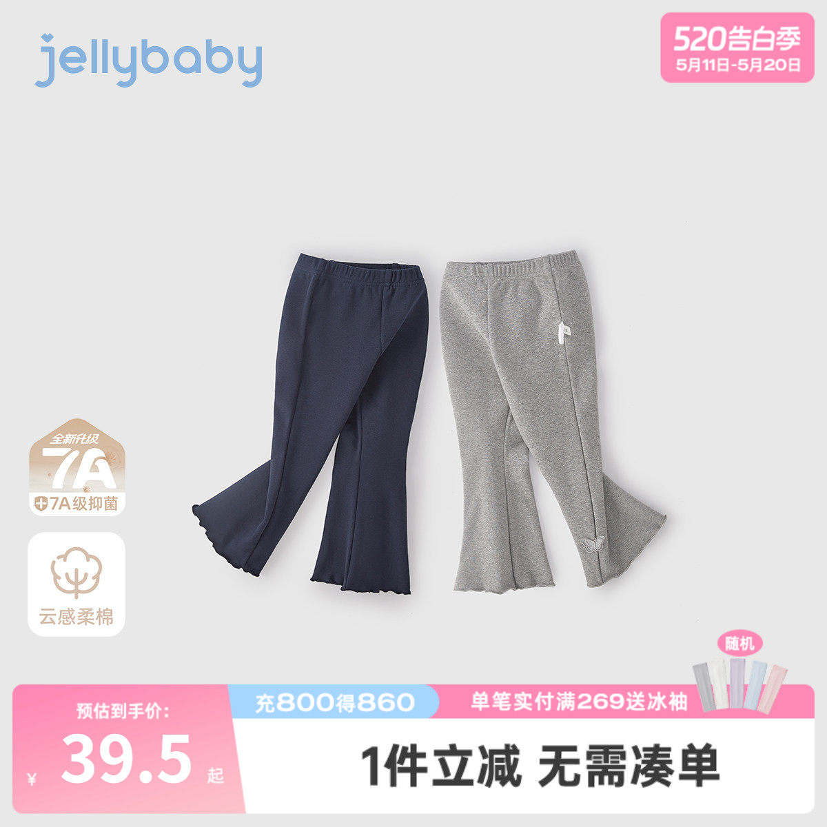 女童打底裤春季外穿宝宝洋气花边微喇休闲裤小童新款儿童裤子女孩