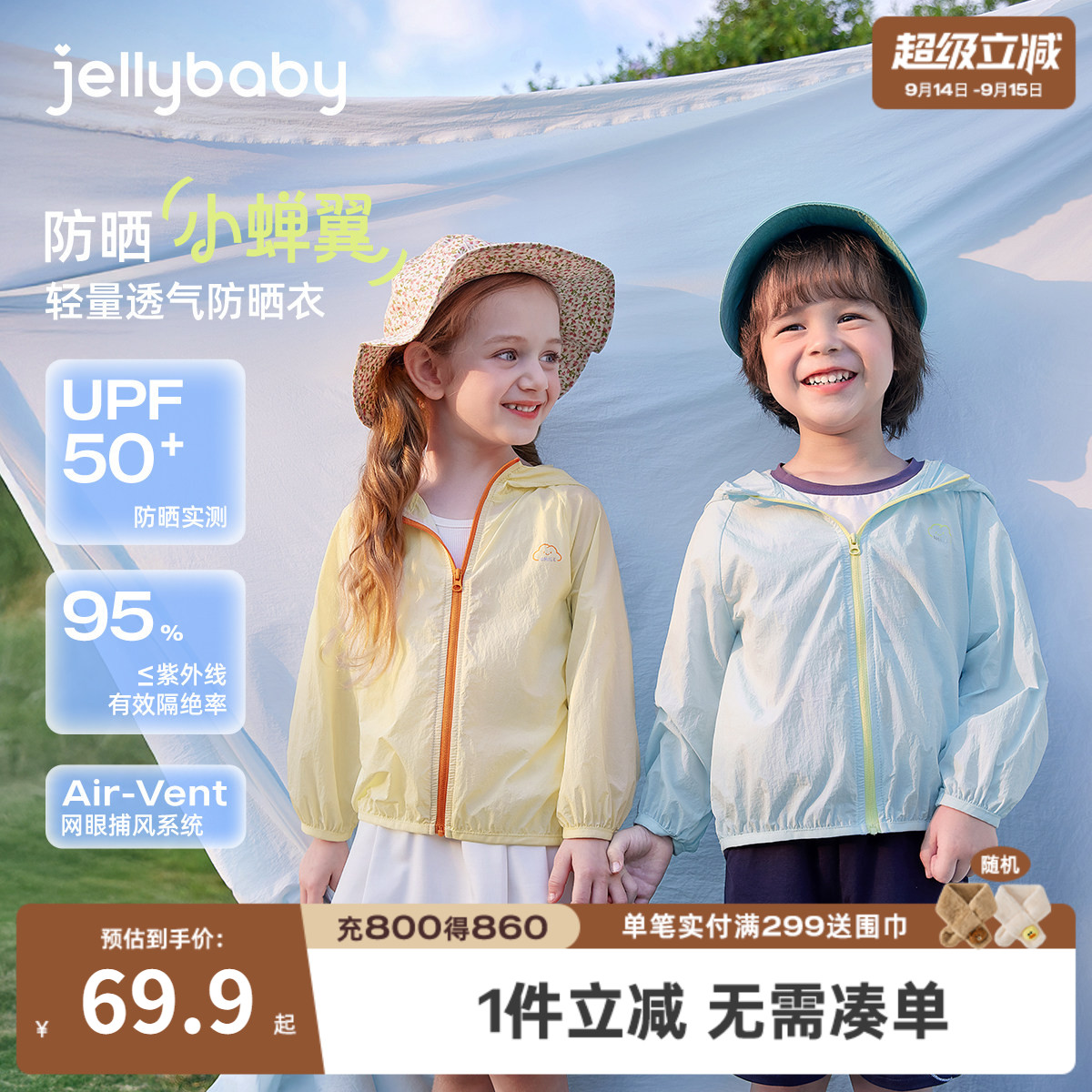 夏季男女童防紫外线皮肤衣外套图片