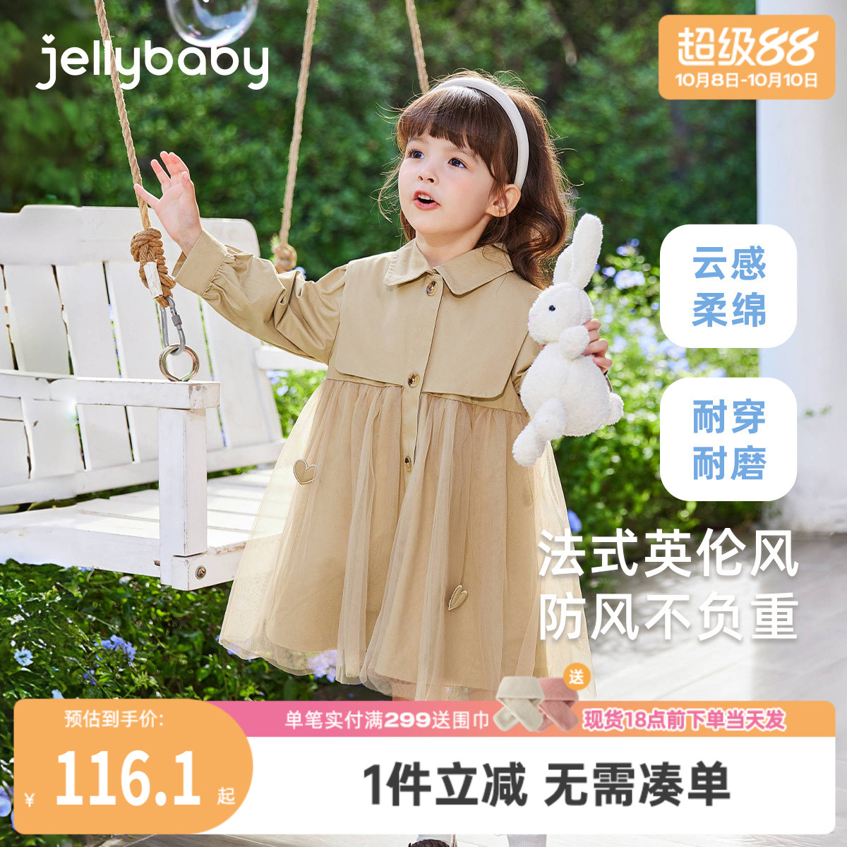 女童风衣外套春秋宝宝秋装英伦风衣服小女孩洋气开衫儿童秋款上衣
