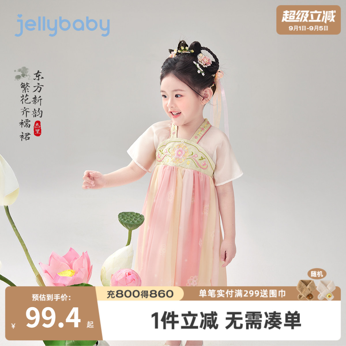 女童夏季新中式短袖汉服襦裙图片