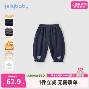 女童加绒牛仔裤新款宝宝冬季时髦灯笼裤小女孩长裤儿童裤子女秋冬