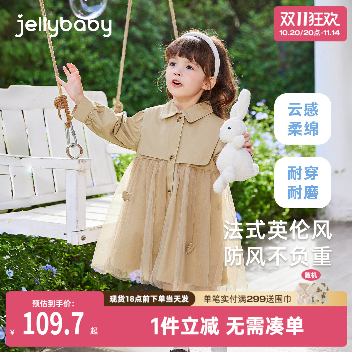 女童风衣外套春秋宝宝秋装英伦风衣服小女孩洋气开衫儿童秋款上衣