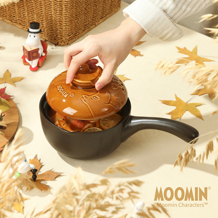 moomin姆明陶瓷奶锅砂锅明火煤气灶带手柄家用辅食锅一人食烧不裂