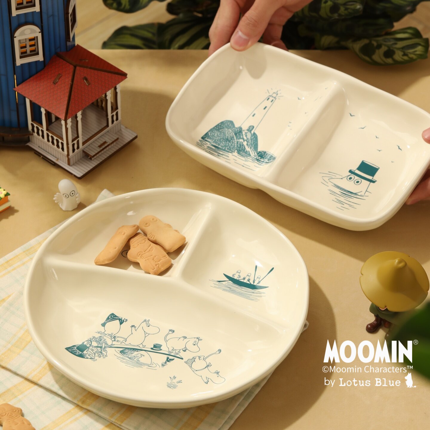 moomin姆明官方陶瓷盘家用减脂餐盘分格减肥专用大人一人食高颜值