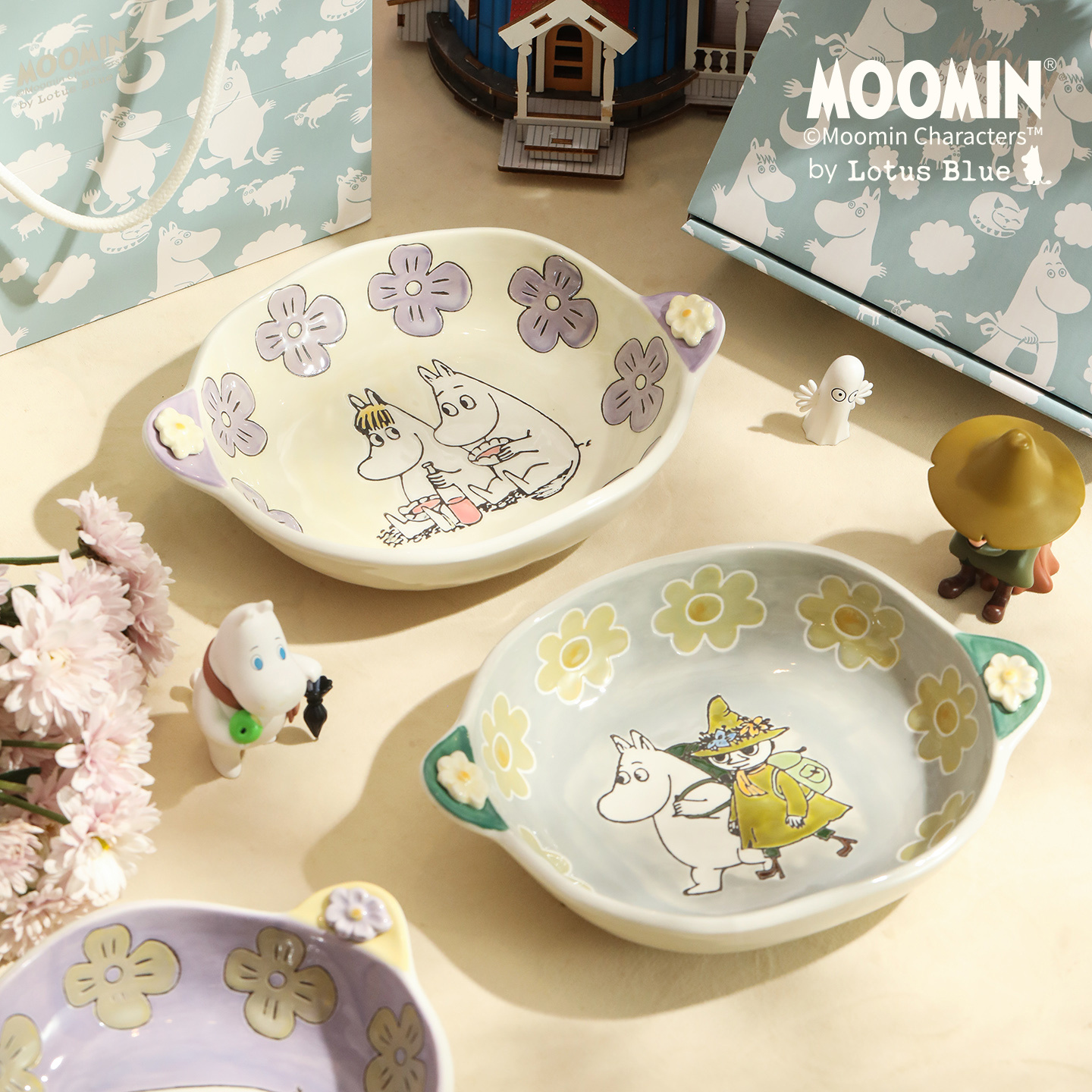 moomin姆明手绘陶瓷盘子特别好看高级儿童餐盘家用2025新款甜品盘