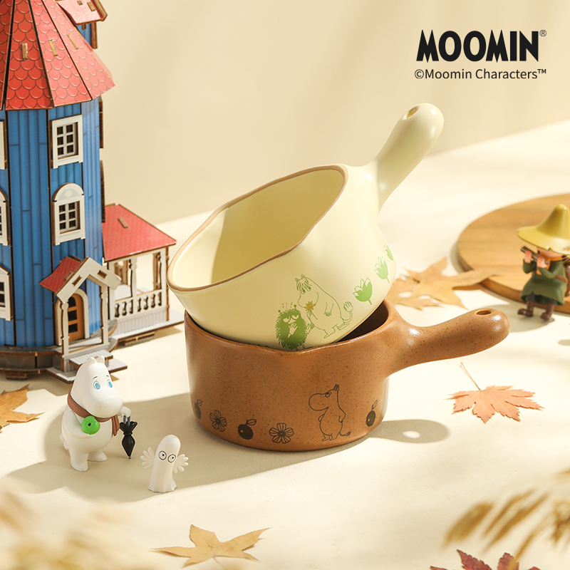 moomin姆明家用耐高温陶瓷砂锅奶锅宝宝副食品锅带手柄瓦斯炉小汤