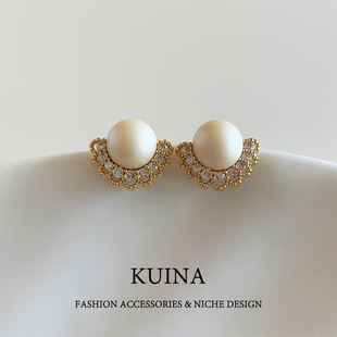 珍珠耳钉轻奢气质高级感精致纯银针耳环女2025新款 小众巨好看耳饰