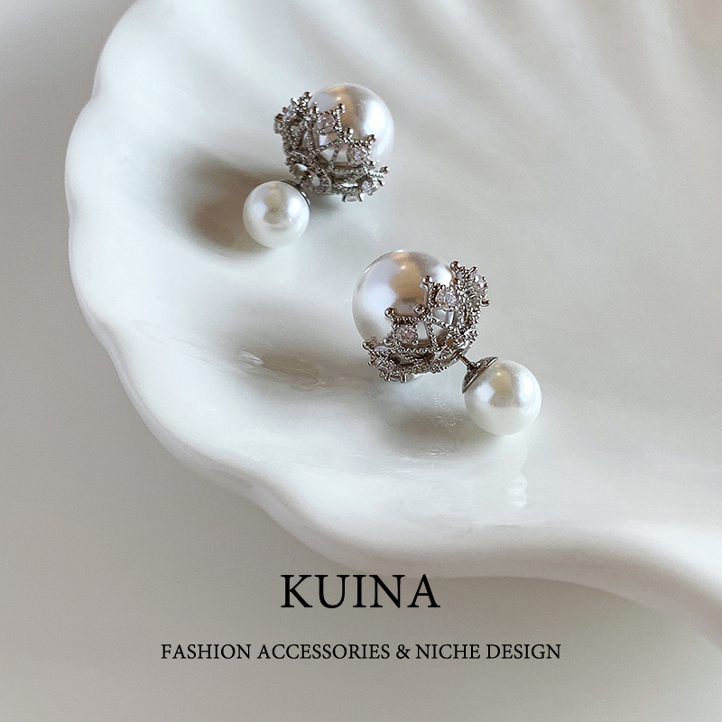 澳白珍珠耳钉纯银女士耳环耳饰品