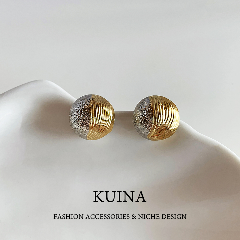 拉丝耳钉纯银针金属耳圈耳环女