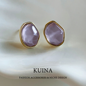 气质绝美紫色耳钉女轻奢高级感2026新款 耳环纯银针小众耳饰品 爆款