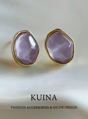 气质绝美紫色耳钉女轻奢高级感2025新款爆款耳环纯银针小众耳饰品