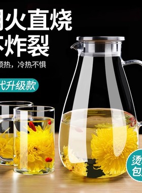 玻璃冷水壶凉水壶家用耐高温凉水杯耐热防爆大容量凉白开茶壶套装