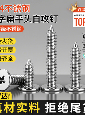 304不锈钢CA扁平头自攻螺丝钉薄头平头尖尾沉十字螺钉M2M3M4M5M6