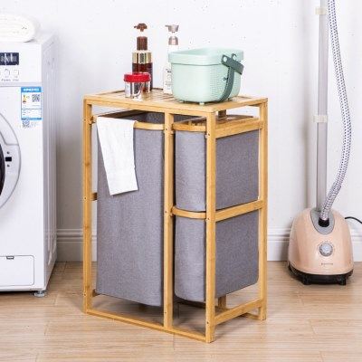 家用日式简易实木脏衣篓置物架多层收纳柜衣篓篮浴室落地储物架子,收纳整理,脏衣篮,淘宝优惠券,粉丝福利购,淘宝优惠卷