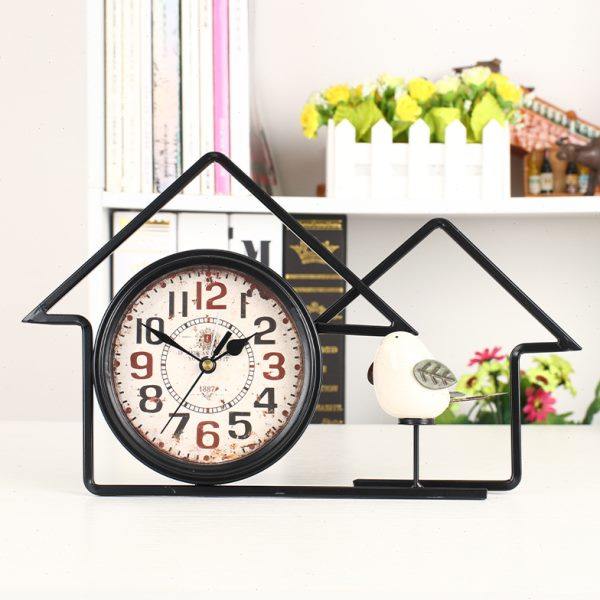 乡村房屋复古铁艺静音座钟个性桌面钟书桌仿古时钟鸟钟装饰钟表,家居饰品,立钟/落地钟,淘宝优惠券,粉丝福利购,淘宝优惠卷