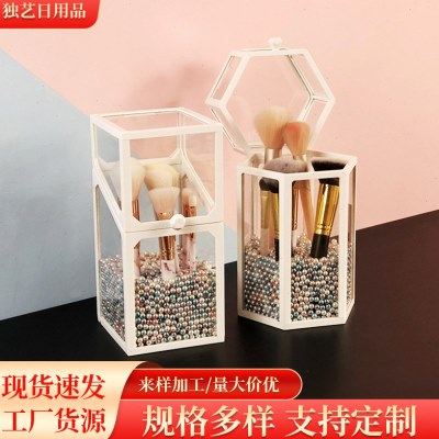 欧式化妆刷收纳桶防尘玻璃眉笔刷子收纳筒女桌面美妆刷收纳盒,收纳整理,化妆刷收纳盒/桶,淘宝优惠券,粉丝福利购,淘宝优惠卷