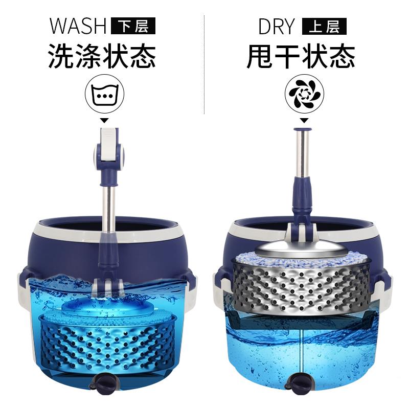 妙佳5单桶旋转拖把202新款家甩用拖墩布布桶好937神锈钢干一拖净