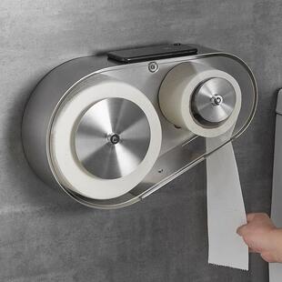 不卫生钢间双卷纸巾架大卷无品牌/纸盒2卷商用双卷纸公锈用纸巾架