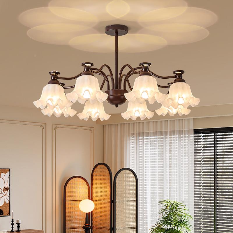 兰美式客复感古田园风吊灯中古铃花厅灯餐厅氛围灯131具法式卧室