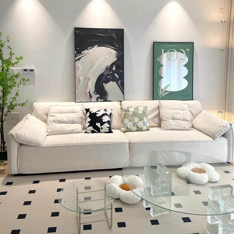 大象耳科轻技布艺沙发小户型SWM朵简约现代客厅豆腐块奢排奶直油