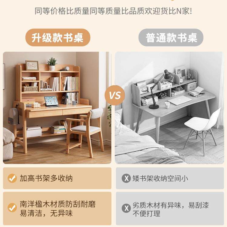 桌YMSJ-202全实木儿童书中小室学生学习桌小户型家用卧写字桌子降