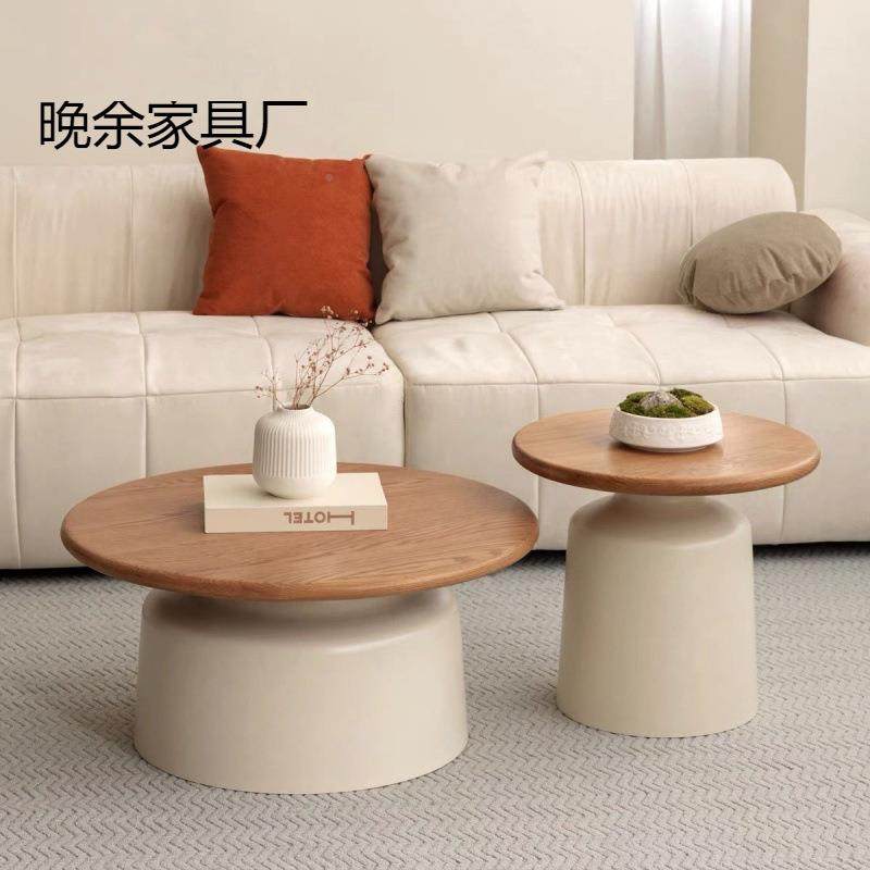 奶油风寓茶几客家厅用小户型约网红铁艺圆公WYJJ其他形马提尼民简