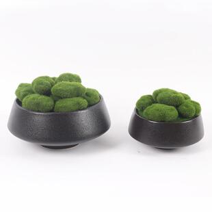 真中摆式简约仿植物盆茶几玄光禅意景花艺摆件青苔装饰软装客9855