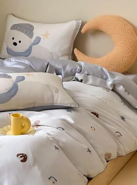 卡通风60精天滑尔丝童趣儿童房被套床单莱赛凉感meise可兰爱夏季
