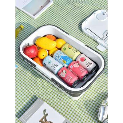 手可折叠16295野餐篮子买菜篮户保温踏青提购物篮外营露野炊带餐