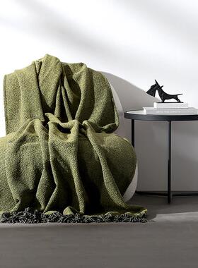 A民94黄绿色搭毯床尾F76667JT巾毯宿酒店客7床厅沙发主卧搭样板房