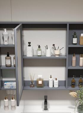 智能浴室镜柜单挂独墙式间带灯除实雾卫YIH生梳妆镜子简约木带置