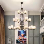 墅式 楼大厅灯中空公寓楼美中楼客厅灯层 三全铜客厅大吊灯hs别复式