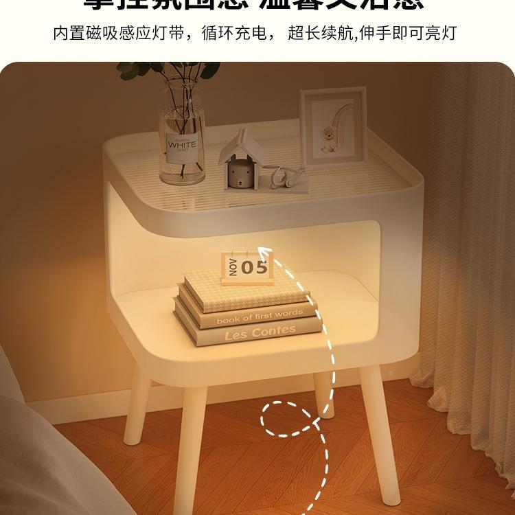 床头柜家用室卧收纳物柜一储边体夹缝窄铁艺奶油风置物985架2025