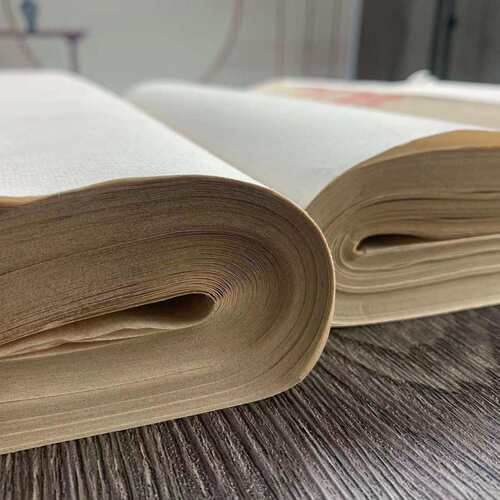 熟蝉翼褚皮黄麻皮七分仿宋古法楮楷宣纸小半生半KYN熟书法创作纸