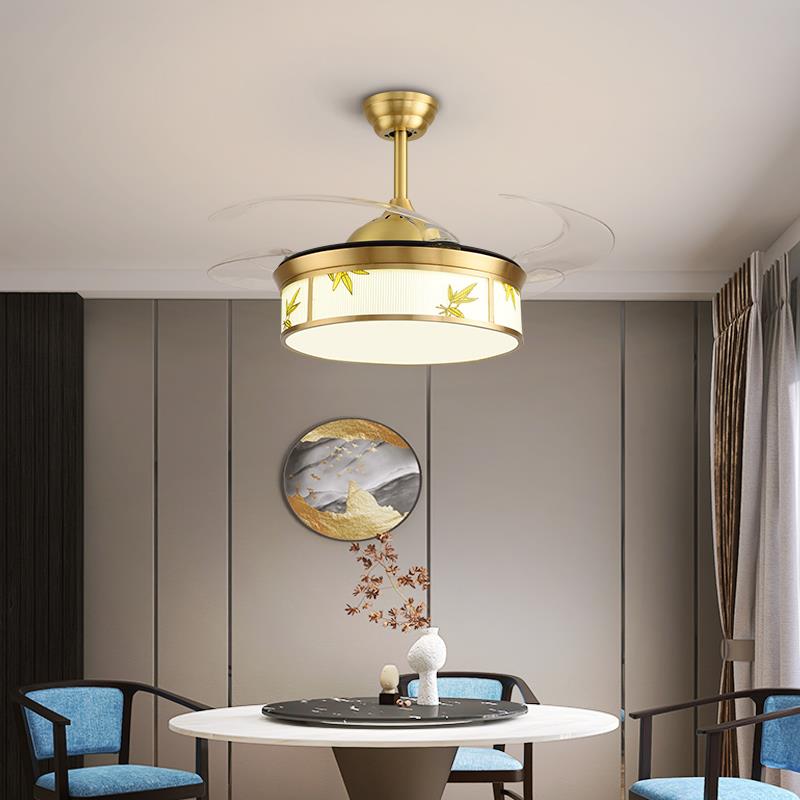 全铜新中式吸顶灯客厅灯2023年新款大气餐厅风扇灯简约房间卧室灯