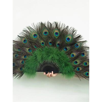 大尺寸壁挂装饰孔雀羽扇双层双面孔雀羽扇衣柜挂饰