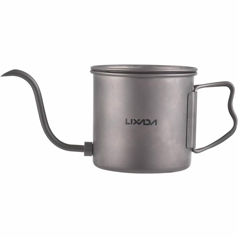 耳挂咖啡壶 纯钛 露营用 可携式可拆卸 手冲壶长嘴水壶器具 400ml