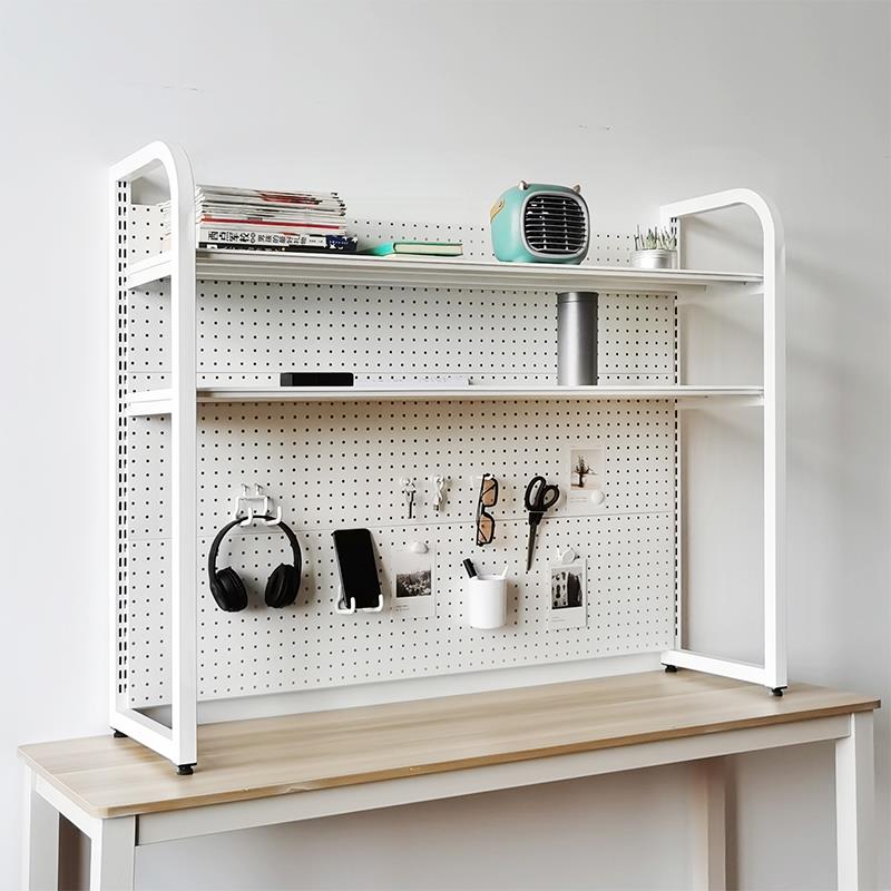 小吾空间桌上铁艺洞洞板书架家用书房收纳整理金属置物架干净桌面