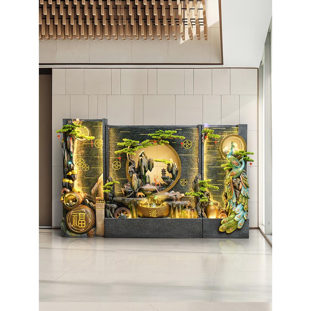 客厅水幕墙流水墙假山水景喷泉户外庭院大型落地屏风摆件招财造景