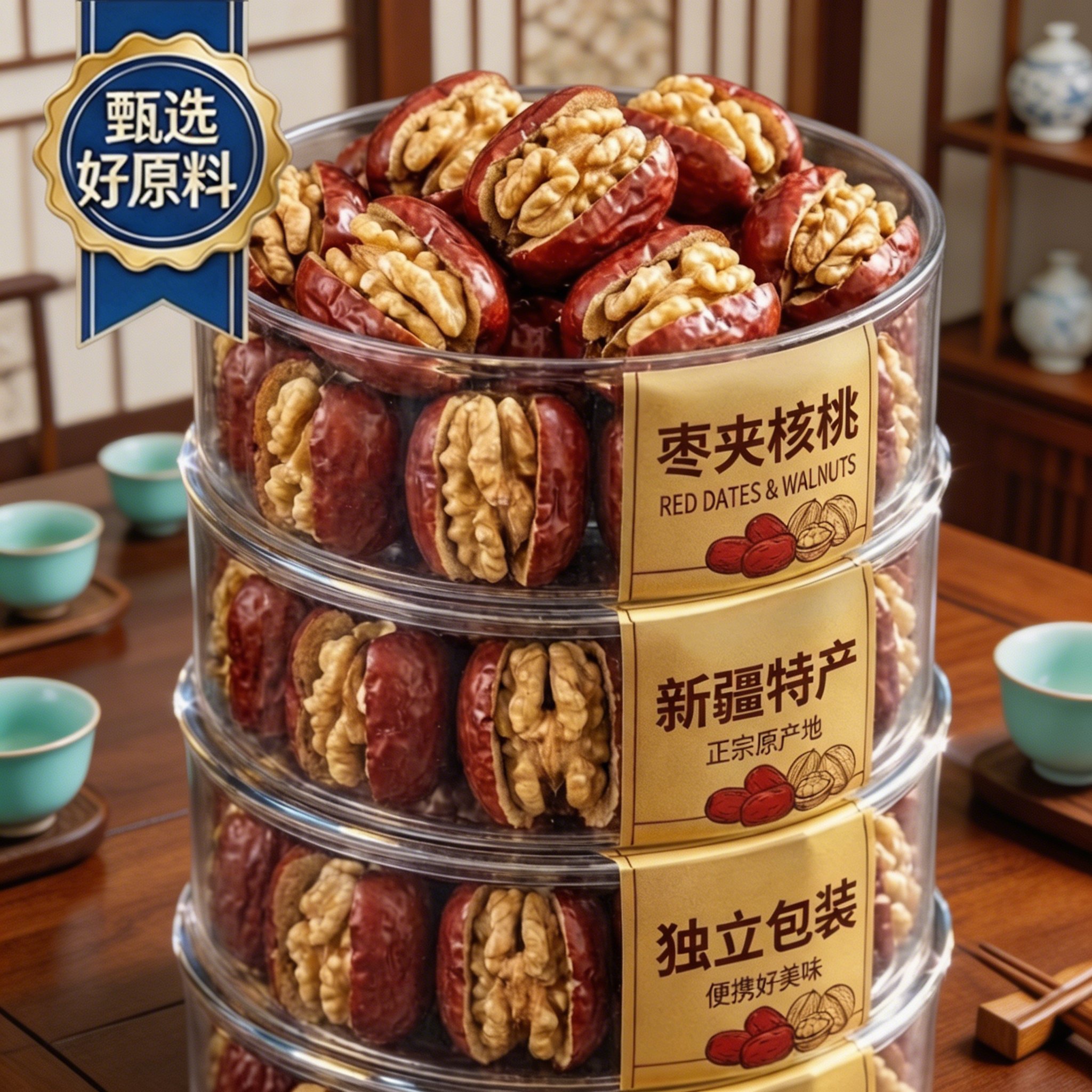 红枣夹核桃官方旗舰店独立包装新疆大枣夹心核桃仁无核抱抱果零食