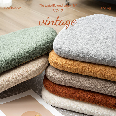 泰迪绒马蹄形椅坐垫毛绒记忆棉冬季保暖防滑椅垫凳垫奶油风座垫