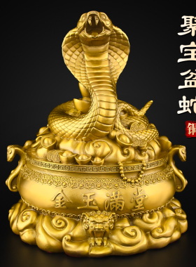 铜蛇摆件黄铜十二生肖蛇本命年2025年巳蛇如意蛇家居书柜工艺品