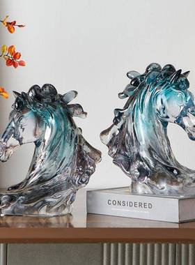 渐变透摆明头创轻奢风意酒柜电视柜办公SHBB1706室桌面工马艺品客