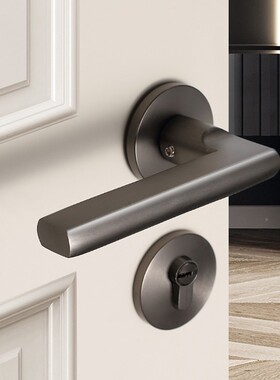 灰色极简门锁ENI室内卧室房间门锁静用磁吸门分体通用型锁家木音