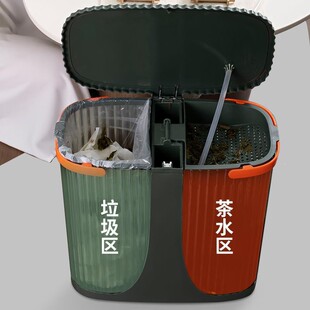 茶道塑料茶废渣桶方AL657141形带盖手提水茶水桶茶具接桶茶盘水水