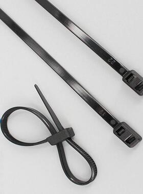 黑色双头扎带4.8*300mm自锁式双扣双孔尼龙塑料捆绑束线扎带白色